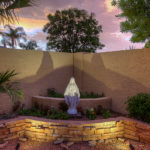 Scottsdale backyard statue lighting